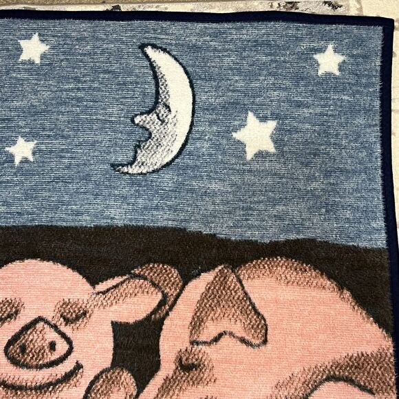 Biederlack Lincomix Hog Fleece Throw Blanket 77x54" Pigs Ag Farming Pork Vintage - Picture 11 of 11